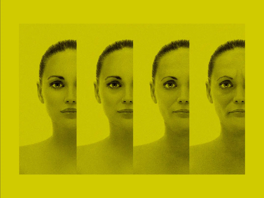 Four faces showing different biological ages versus chronological age
