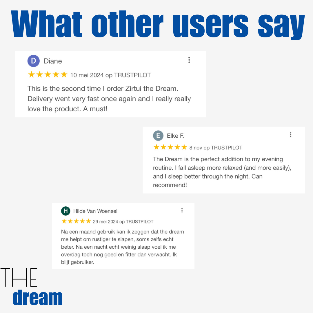 Reviews by happy zirtui customers about THE dream  – a Belgian longevity supplement
